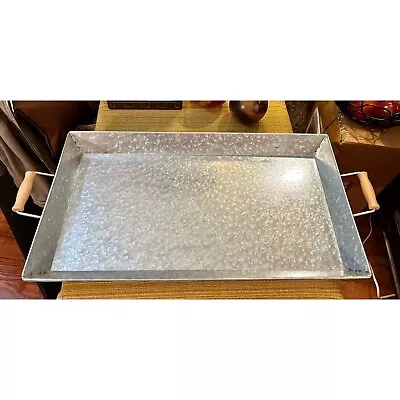 Very Large Metal Tray With Wood Handles • $26