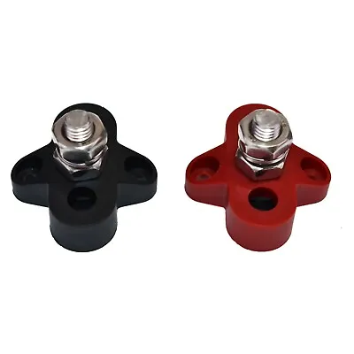 $11.99 • Buy 5/16  Stainless Steel Single Stud Junction Block Battery Terminals Red And Black