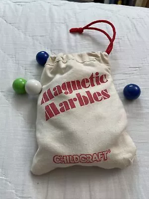 Childcraft 58 Vintage MAGNETIC MARBLES In Original DRAWSTRING BAG • $12.50