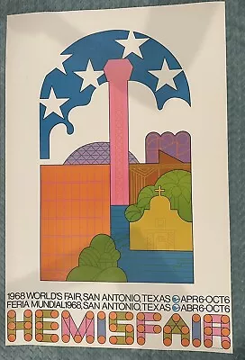 San Antonio Texas 1968 Hemisfair !!ORIGINAL ! Vintage Poster Retro RARE!!!! • $250