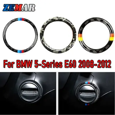 Carbon Fiber Engine Ignition Keyhole Ring Cover Trim For BMW 5 Series E60 08-10 • $5.41