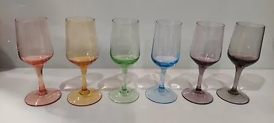 Retro Mid Century Modern Harlequin Rainbow Sherry Whiskey Port Glasses • $17.50