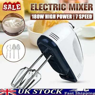 Electric Handheld Whisk 7-Speed Hand Mixer Kitchen Egg Beater Cream Cake Blender • £9.58