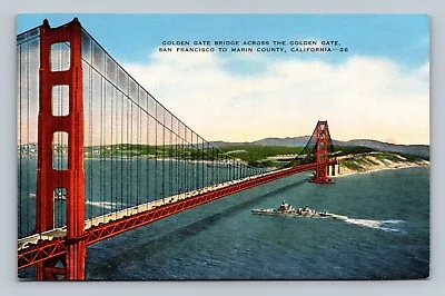 Golden Gate Bridge Across Martin County Ship San Francisco California Postcard • $2.85