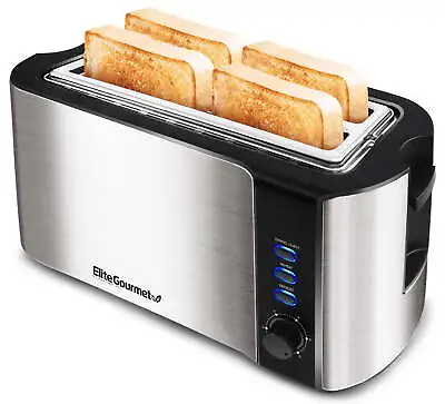 ECT-3100 New Stainless Steel 4 Slice Long Slot Toaster • $30.79