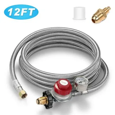 12FT (0-30PSI) Adjustable High Pressure Propane Gas Regulator +Hose BBQ Grill US • $33