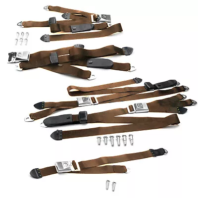 Ford XW XY Falcon Front Rear & Centre Complete Seat Belt Kit - Brown • $922.68