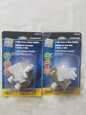 Lot Of 2 Monster Cable Just Hook It Up 140004-00 2 GHz Coax 2-Way Splitters • $7.46