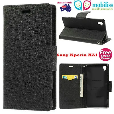 $11.95 • Buy Korean Mercury Fancy Diary Wallet Case Cover For Sony Xperia XA1 - Black Free SP
