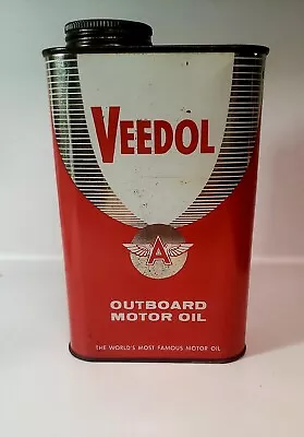 Vintage VEEDOL Outboard Motor Oil Can Tidewater A Logo With Wings • $125