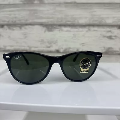 Ray-Ban RB2140 901 50-22 Wayfarer Green Lenses Unisex Classic Sunglasses - Black • $68.99