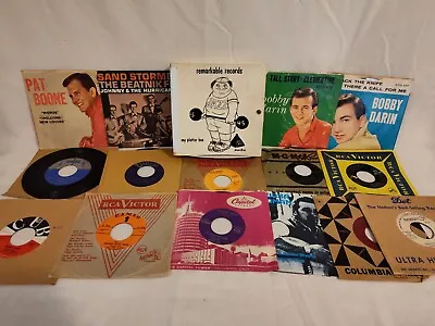 Lot Of 15 Rock & Roll 45s  Elvis Presley Bobby Darin Chuck Berry Ray Smith More • $10.95