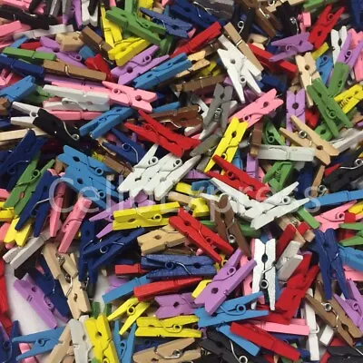 25mm Small Wooden Craft Pegs - Choice Of Colours - Wedding Decor • £2.49