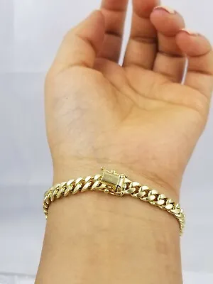 REAL 10k Gold Miami Cuban Bracelet 7  6mm 10 Kt Yellow Gold Strong Links LADIES • $418.59