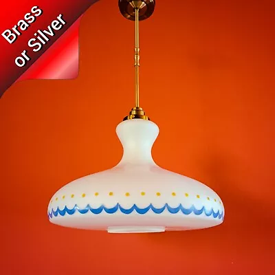 Mid Century Vintage 1960s Opaline Glass Pendant Ceiling Light From Bohemia • $326.78