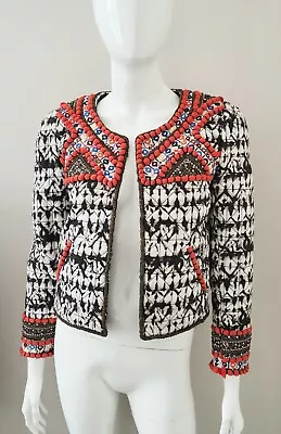 ISABEL MARANT X H&M Hand Made Embroidered Beaded Sequin Jacket Quilted EU36 UK8 • $285.97