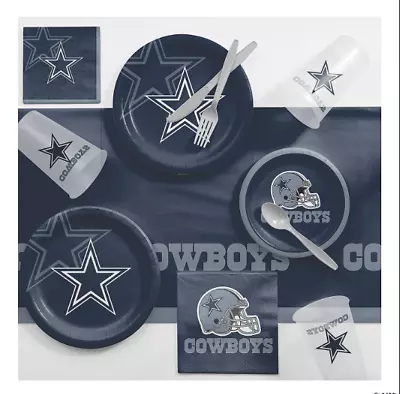 Dallas Cowboys Party Kit For 8  Cups Napkins Plates Tablecover Tailgate • £72.27