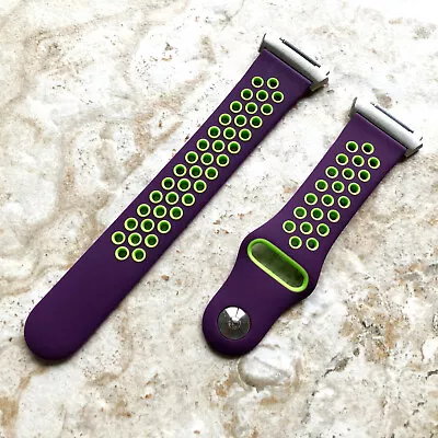 Purple With Green Smooth Rubber Silicone Sports Band Strap For Fitbit Ionic • $48.70