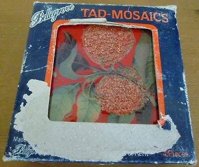 £24.99 • Buy Box Of Four Ceramic Bellegrove Tiles Tad-Mosaics Hand Painted Tad Red Fruit 