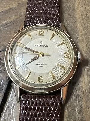 Vintage 1960’s Men’s GERMAN HELBROS INVINCIBLE 17j New Leather Band Working • $29.99