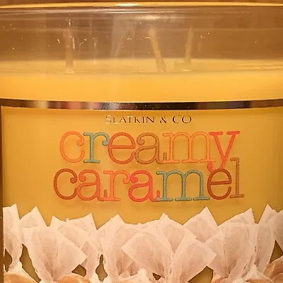 RARE Slatkin & Co CREAMY CARAMEL 3 Wick Candle 14.5 Oz Bath & Body Works HTF • $42.46