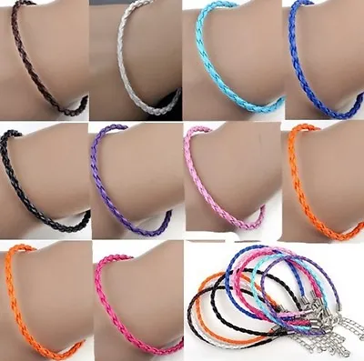 3mm Braided Leather Anklet / Bracelet Friendship/Surf Band Choice Of Colours • £2.29