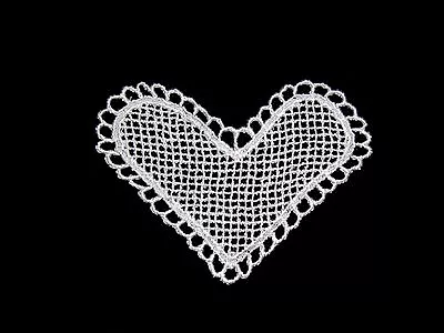 Lily 3.25 X2  White Rayon Heart Net Venise Lace Motif Applique By Piece • $1.98