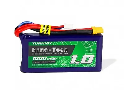 Turnigy Nano-Tech Plus 1000mAh 2S 70C LiPo Pack W/XT30 • $13.95