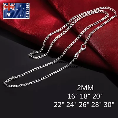 $3.69 • Buy Wholesale 925 Sterling Silver Filled 2mm Classic Curb Chain Necklace For Pendant