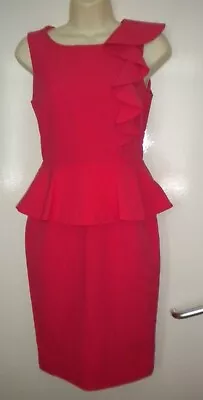 £2.99 • Buy Dorothy Perkins Pink Quality Peplum Frill Detail Lined Dress Size 6 Nwot