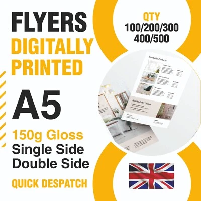 £17.80 • Buy A5 Full Colour Flyers Leaflets 150g Gloss 148mm X 210mm