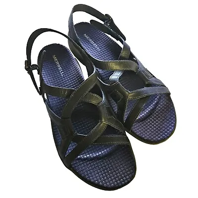 Merrell Agave Women's Sandals Navy Blue Leather Strappy Adjustable Size 10 / 41  • $21