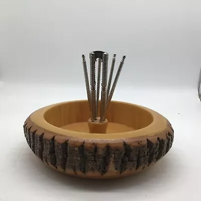 $16.50 • Buy H.M. Quackenbush Tree Bark Wood Nut Bowl Set W/Nutcracker & 4 Nut Picks