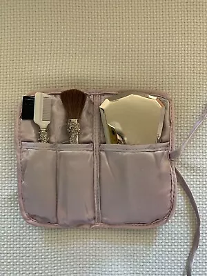 VINTAGE  MAKEUP BRUSH & MIRROR 3pc SET GSA Stainless Steel  W/pouch • $22