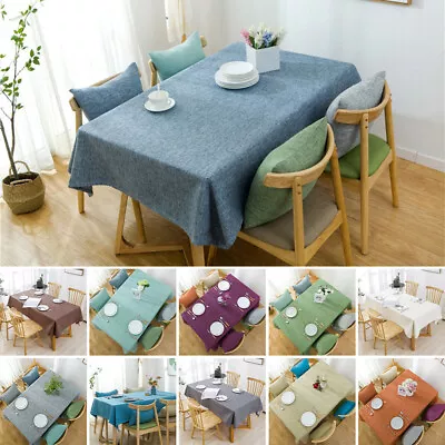 Rectangle Tablecloth Oil-proof Linen Cotton Table Cloth Cover For Dining Kitchen • $37.99