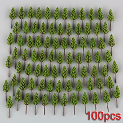 100pcs Miniature Scenery Model Pine Trees Deep Green Pines For HO O N Z Scale • £8.96