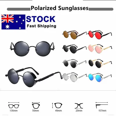 $11.79 • Buy Vintage Round Polarized Sunglasses Retro Steampunk Sun Glasses For Men Women