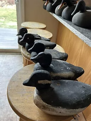 Rare Rig Of 5 Maine Hand Carved Working Bufflehead Decoys With Line And Weight • $75