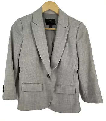 J. Crew Women's Gray Super 120's 100% Wool Blazer Jacket Size 2P • $59.98