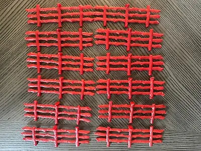 Lot Of 12 Tim Mee Toys Vintage Plastic Farm Fence Sections Red • $12