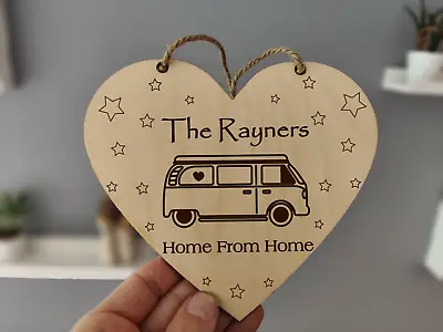 Personalised Camper Van Decor Motorhome Gift Wall Art Hanging Heart Plaque • £6.99