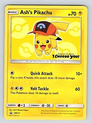 MP Ash's Pikachu SM111 Black Star Promo Pokemon TCG I Choose You Movie Promo • $14.99