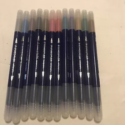 12 Staedtler Brand New Double Ended Multi Color Calligraphy Pens FREE SHIPPING • $7.44