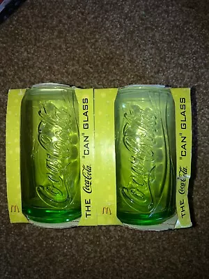Pair Of McDonalds 2008 Coca Cola Can Glasses Green In Original Packaging • £10