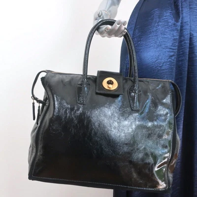$595 • Buy Yves Saint Laurent Muse Two Cabas Tote Black Patent Leather Large Shoulder Bag
