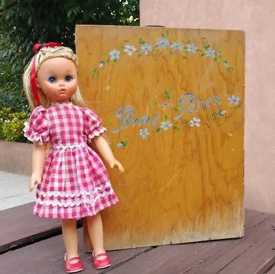 1970's VTG MEXICAN PRIMA PEREZ DOLL (MARIQUITA PEREZ) WITH WOOD TRUNK & OUTFITS • $249.99