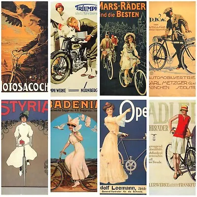 Lot Of 8 Modern Postcards Motorcycles & Bicycles Advertising Posters • $16