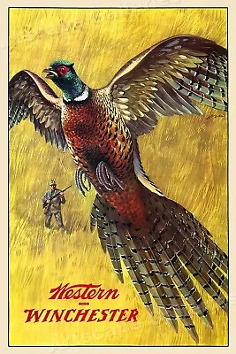 1950s Western Winchester Pheasant Vintage Style Hunting Poster - 24x36 • $25.95