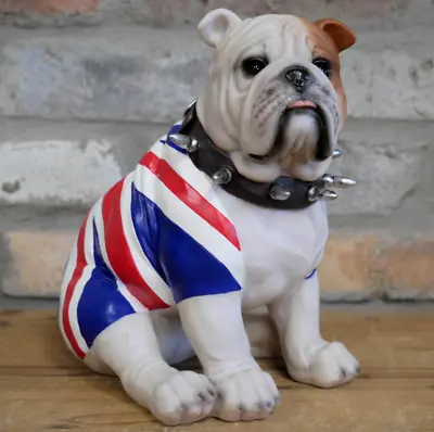 Union Jack Sitting British Bulldog Resin Figurine • £39