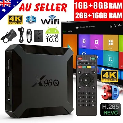 X96Q HD Android 10.0 Smart TV Box UHD 4K WIFI Media Player 2GB+16GB 8G Full Kit • $39.99